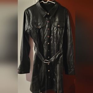 Maniere De Voir Leather Shirt Dress